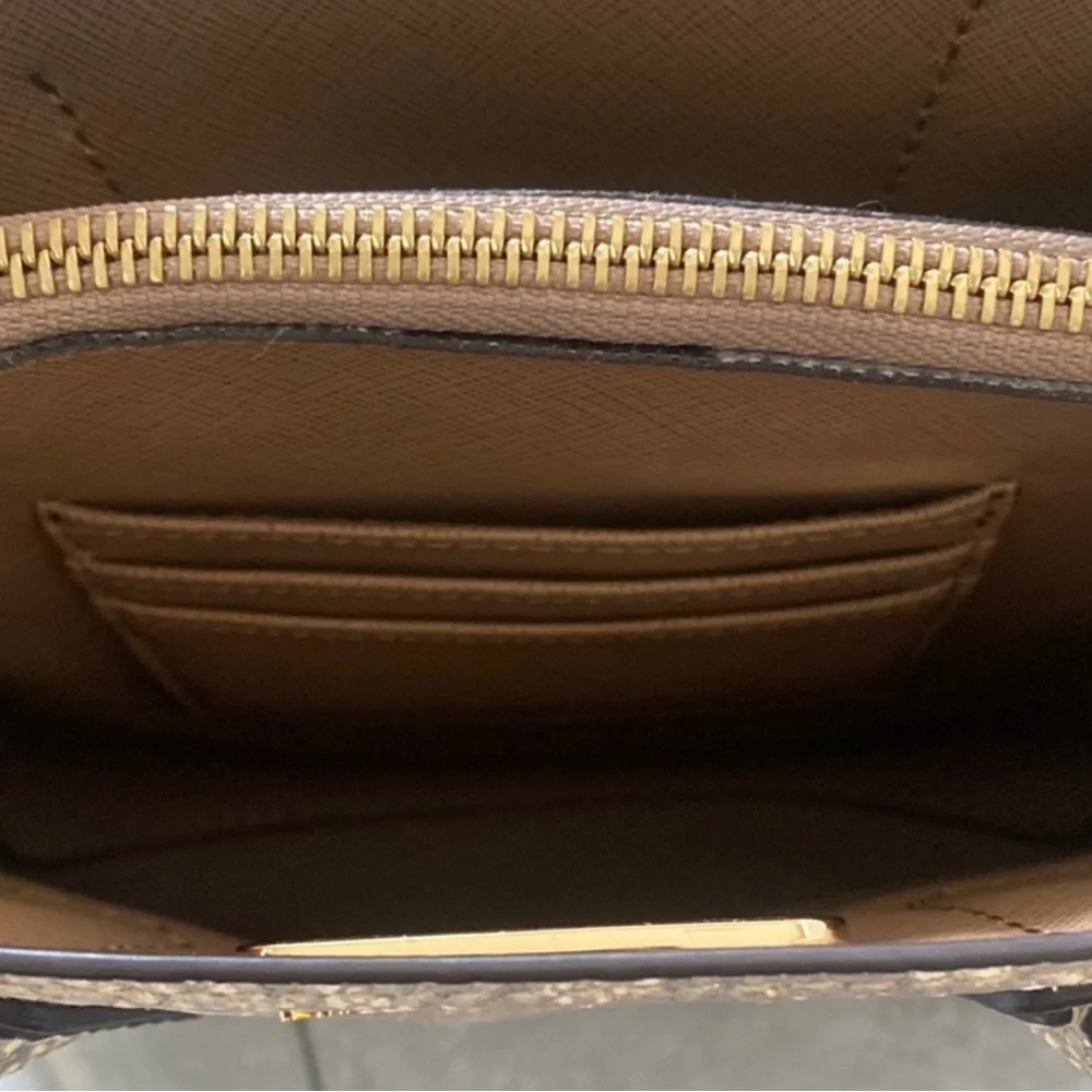 Michael Kors Beige/Gold Python Embossed Leather Small Mercer Tote EUC